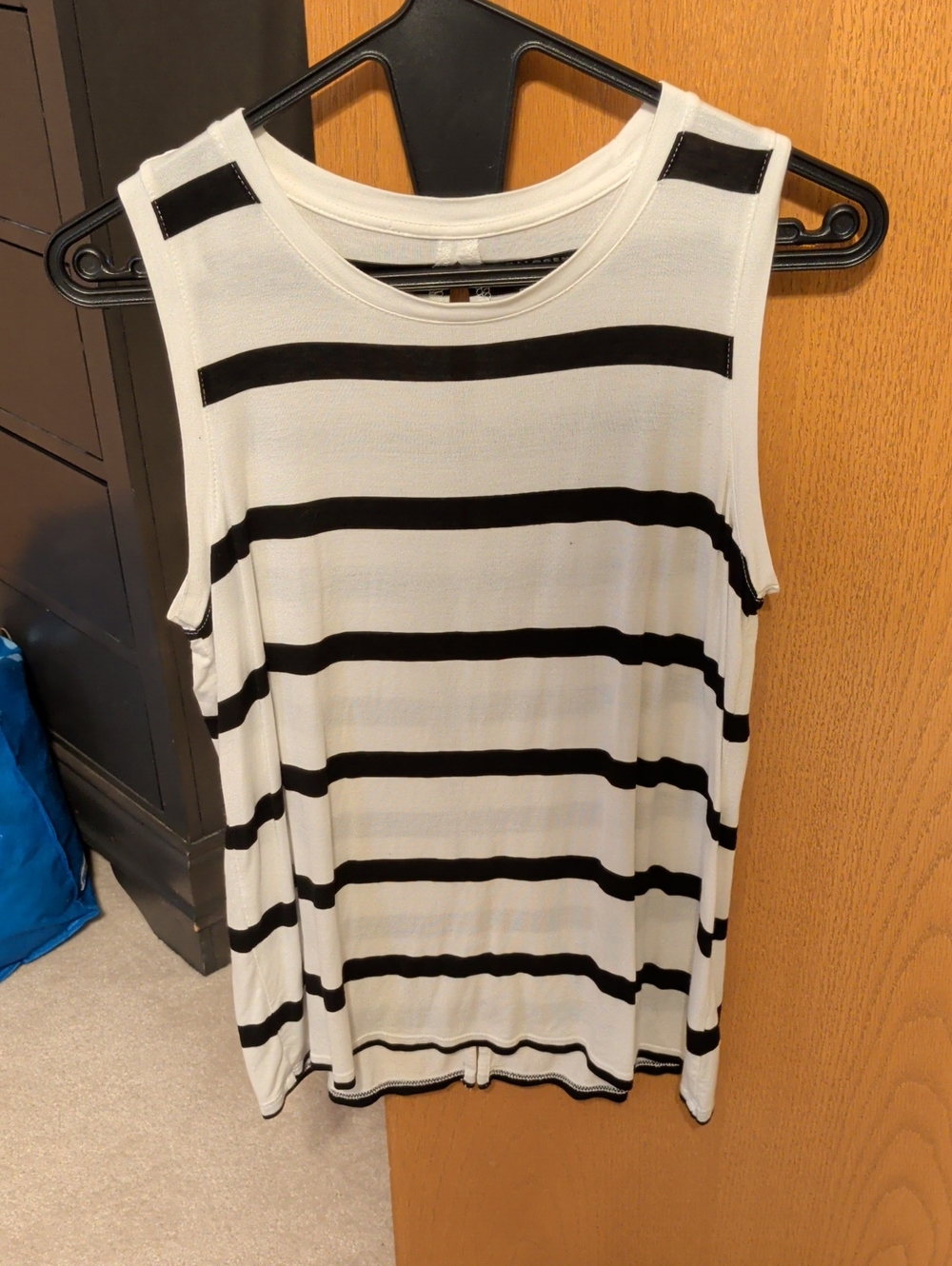 Halogen Black and White Striped Sleeveless Tank